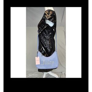 Juicy Couture Periwinkle Rhinestone Logo Shoulder Bag NWT Y2K Baguette Purse